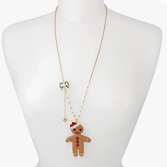 Betsey Johnson Gingerbread Man Statement Pendant Necklace - Picture 9 of 10